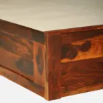 Modern sheesham wood king size bed with storage and elegant headboard design india - Image 8