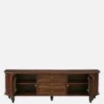 Minimalist walnut finish tv unit with storage for large screen tv in india - Image 6