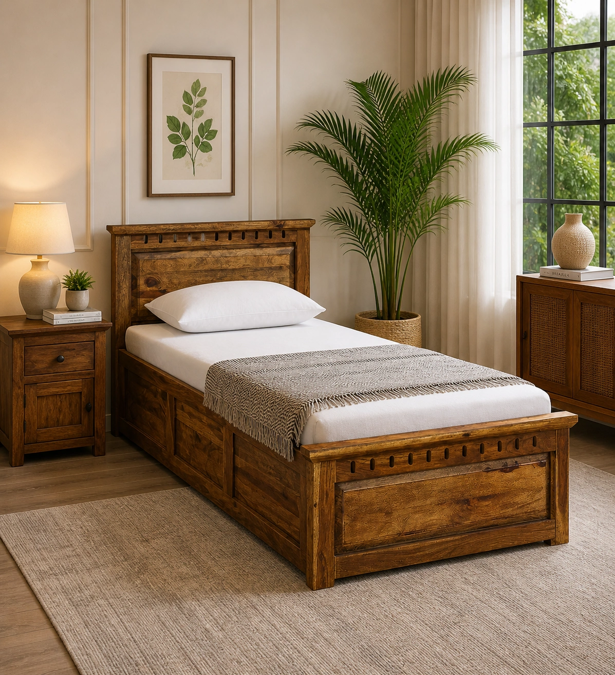 Porixa-Solid-Wood-Single-Bed-for-Home-in-Warm-Walnut-Finish-classic-wood-1.webp Porixa Solid Wood Single Bed for Home in Warm Walnut Finish - Image 1