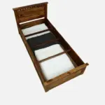 Porixa Solid Wood Single Bed for Home in Warm Walnut Finish - Image 4