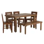 Zenvoria Sheesham 6 Seater Dining Set, Provincial Teak - Image 3