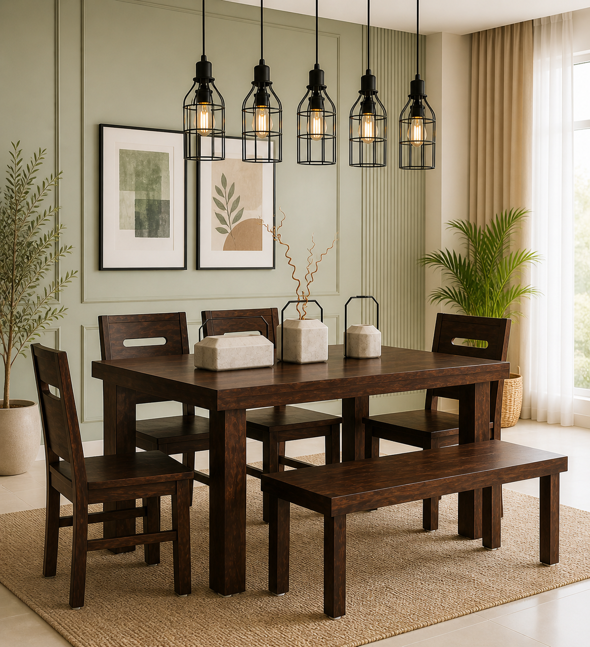 Wlora-Sheesham-Wood-6-Seater-Dining-Set-In-Scratch-Resistant-Provincial-Teak-Finish-1.png Wlora Sheesham Wood 6 Seater Dining Set In Scratch Resistant Provincial Teak Finish - Image 1