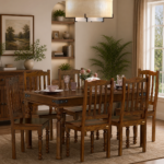 Mealora Classic 6 Seater Dining Table Set with Strong Wooden Frame and Stylish Chairs