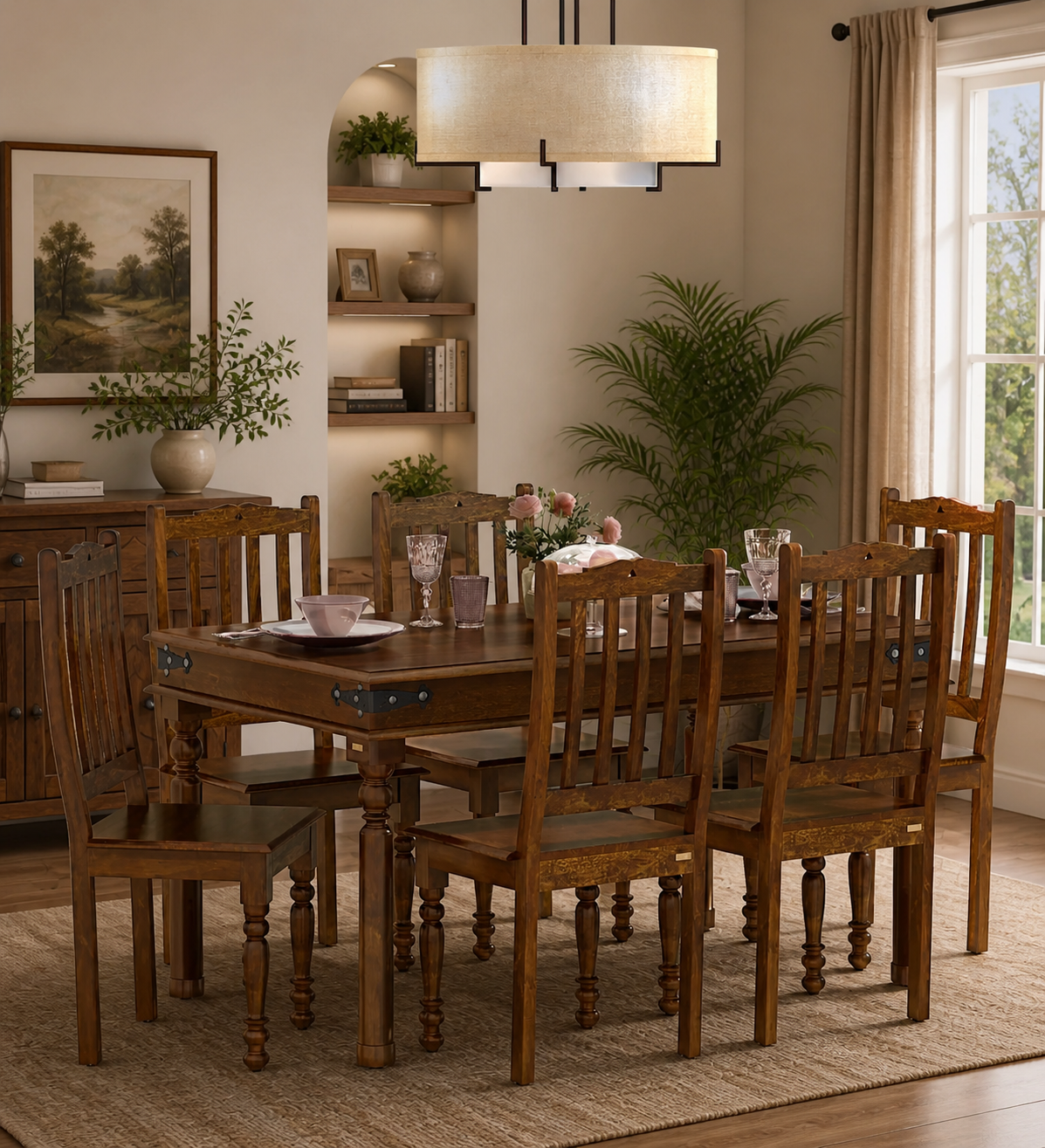 Mealora-Classic-6-Seater-Dining-Table-Set-with-Strong-Wooden-Frame-and-Stylish-Chairs-1.png Mealora Classic 6 Seater Dining Table Set with Strong Wooden Frame and Stylish Chairs - Image 1