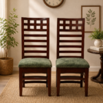 Street Teak Wood Dining Chair (Brown Green (SET OF 2)