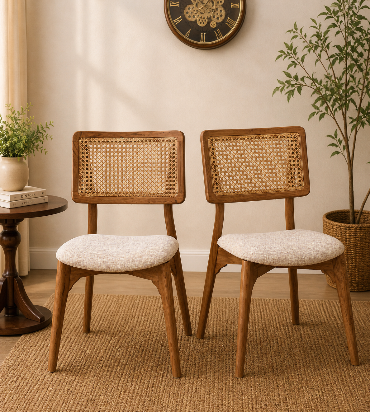 Classicwood-1-4.png Ice Teak Wood Dining Chair In Teak Gold Finish (SET OF 2) - Image 1