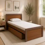 Huren Sheesham Wood Single Bed In Honey Oak Finish With Trundle