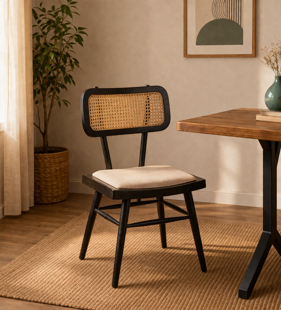 Classicwood-1-7.png Siker Teak Dining Chair In Charcoal Black Colour (SET OF 2) - Image 1