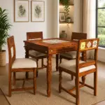 Uelvora Sheesham Wood Dining Set in Light Earth Finish