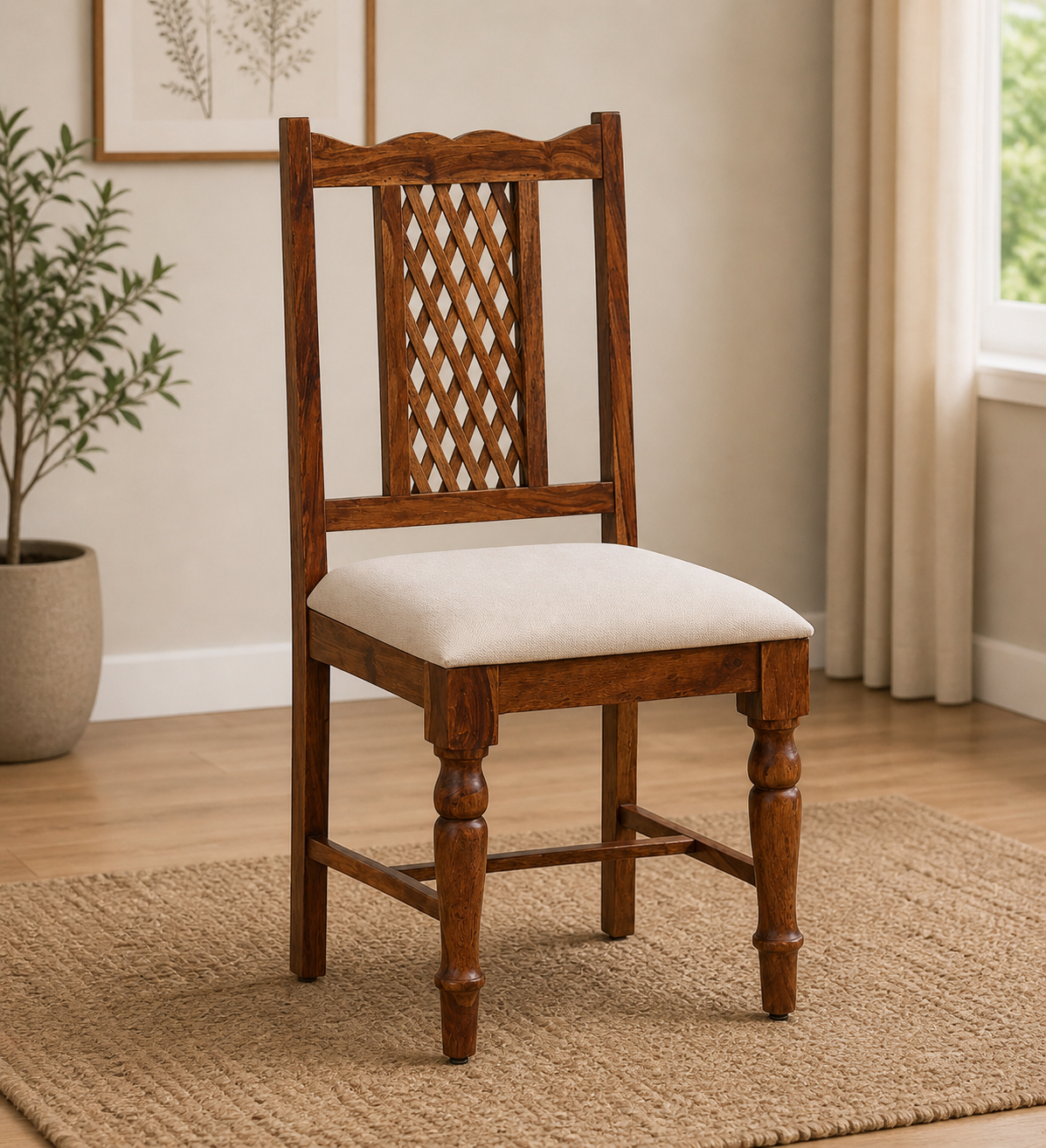 Classicwood-1-15.png Trisa Sheesham Wood Dining Chairs in Scratch Resistant Honey Oak Finish (Set Of 2) - Image 1