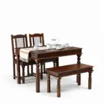 Rohemiana Rustik 4 Seater Solid Mango Wood Dining Table in Honey Finish - Image 5