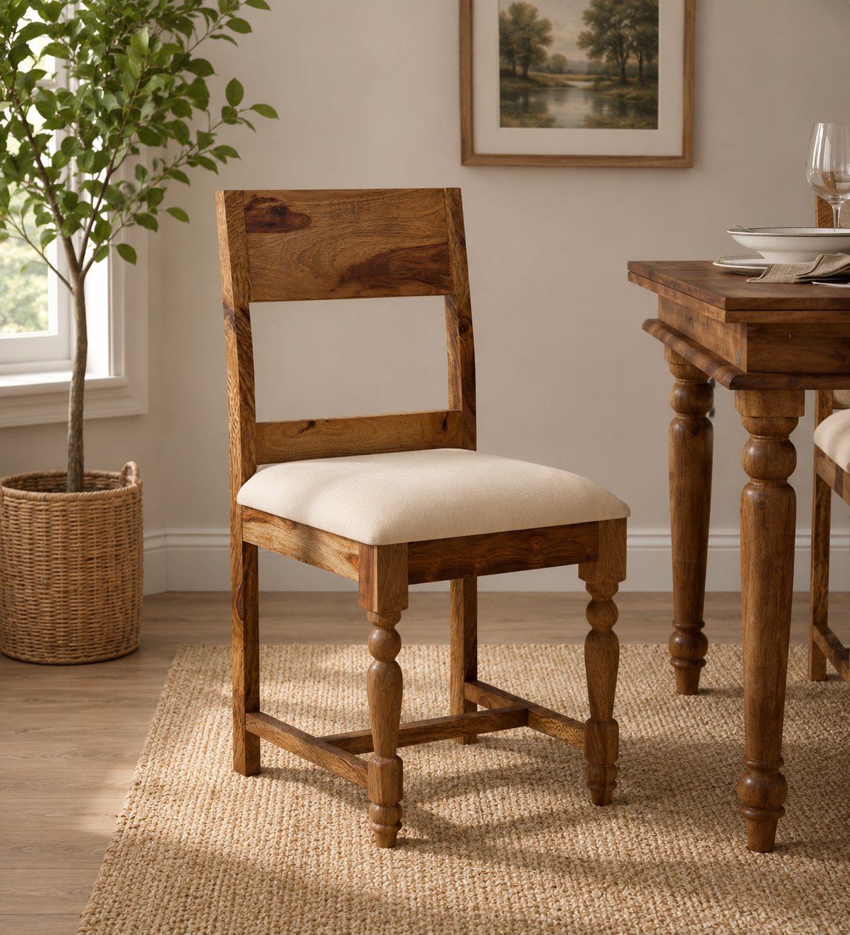 Classicwood-1-19.png Nain Sheesham Dining Chairs, Provincial Teak Set of 2 - Image 1