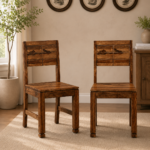Nain Sheesham Wood Dining Chair In Rustic teak Finish (Set Of 2)