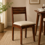 Nain Sheesham Cushioned Dining Chair, Brass Inlay