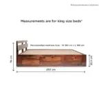 Naple Finish Queen Size Wooden Storage Bed with Modern Minimal Design - Image 3