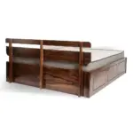 Naple Finish Queen Size Wooden Storage Bed with Modern Minimal Design - Image 7