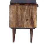 Geritage Carved Solid Wood Nightstand in Teak Finish - Image 4