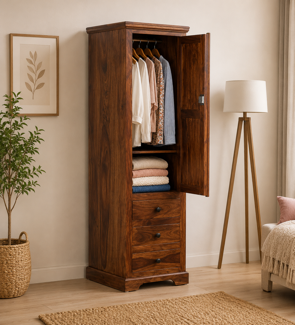Deritage-Sheesham-Wood-Wardrobe-with-Designer-Tile-Inlay-classic-wood-4.webp Deritage Sheesham Wood Wardrobe with Designer Tile Inlay - Image 1