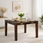 Kilgiri Premium Teak Wood 4 Seater Rectangular Dining Table in Walnut Finish