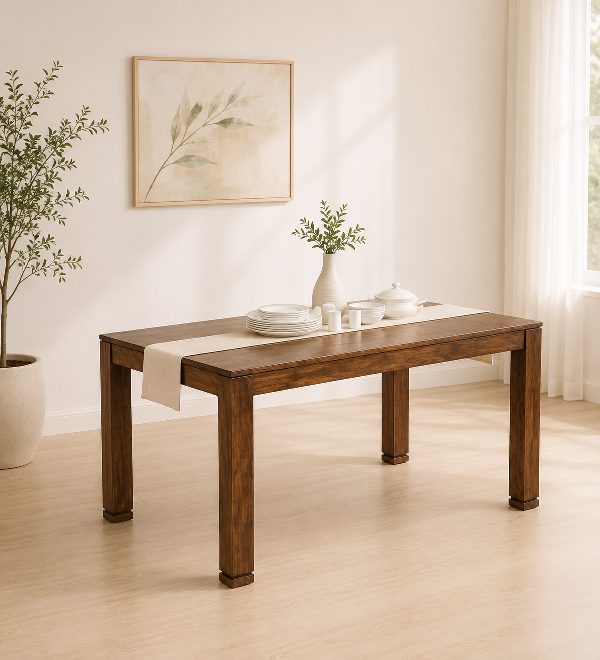 Prakriti-Mango-Wood-Dining-Table-classic-wood-1.png Prakriti Mango Wood Dining Table - Image 1