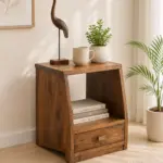 Vyoto Natural Wood Bedside Table with Drawer