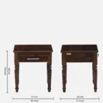 Dalder Sheesham Wood Nightstand in Sun-Dried Oak Finish with Drawer - Image 7