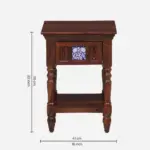 Fhuya Acacia Wood Bedside Table in Raw Honey Finish with Cabinet - Image 2