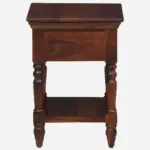 Fhuya Acacia Wood Bedside Table in Raw Honey Finish with Cabinet - Image 4