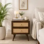 Ashton Sheesham Wood Bedside Table in Honey Oak Finish