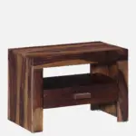 Tavrin Sheesham Wood Nightstand in Burnt Sienna Finish with Drawer - Image 4