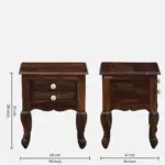 Daven Acacia Wood Nightstand in Golden Pebble Finish with Drawer - Image 4