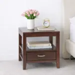 Grevyn Sheesham Wood Bedside Table in Copper Fern Natural Finish