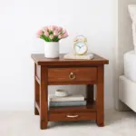 Skoven Mango Wood Nightstand in Mocha Stone Finish