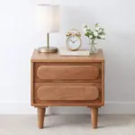 Sovren Solid Wood Bedside Table in Warm Clay Natural Finish