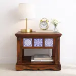 Ulvren Acacia Wood Bedside Table in Golden Loam Natural Finish