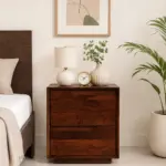 Zovren Solid Wood Bedside Table in Dusty Ember Natural Finish
