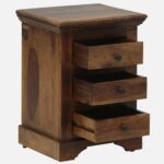 Wolvorn Teak Wood Bedside Table in Toasted Grain Finish - Image 2