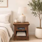 CapleEdge Wooden Bedside Table in Natural Finish