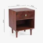 Suntravo Solid Sheesham Wood Nightstand with Open Storage - Image 4