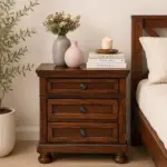 Ulmorin Contemporary Wooden Bedside Table with Open Shelf