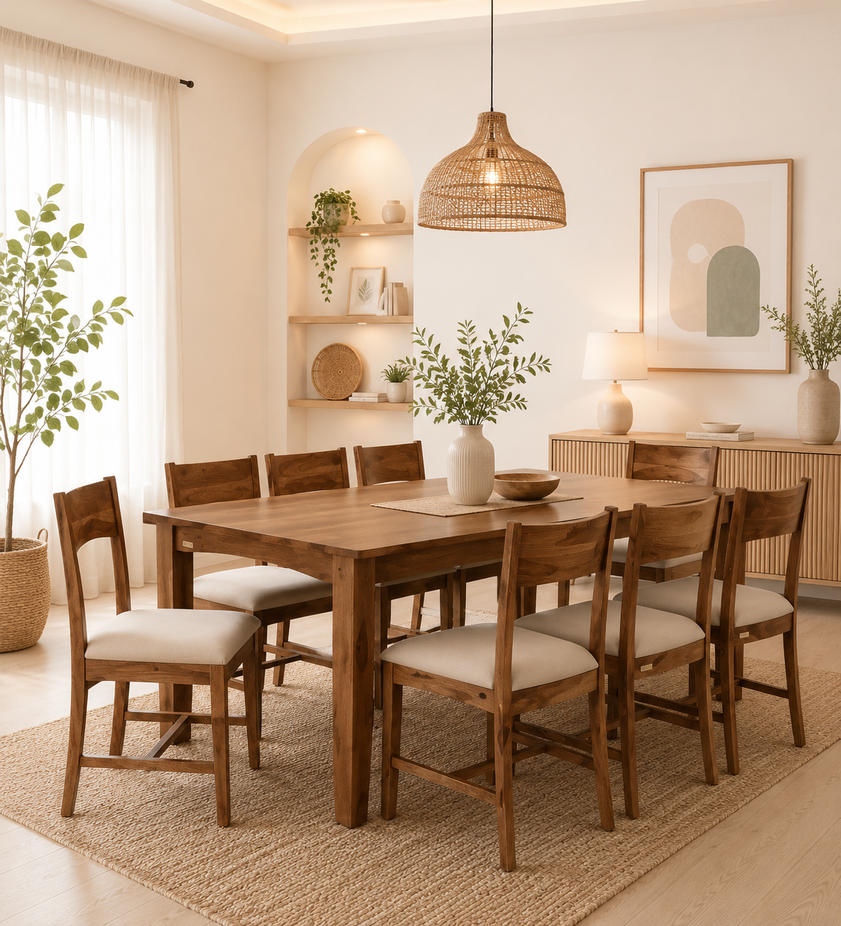Fstario-Classic-Sheesham-Wood-8-Seater-Dining-Table-with-Bench-Chairs-classic-wood-1.png Fstario Classic Sheesham Wood 8 Seater Dining Table with Bench & Chairs - Image 1