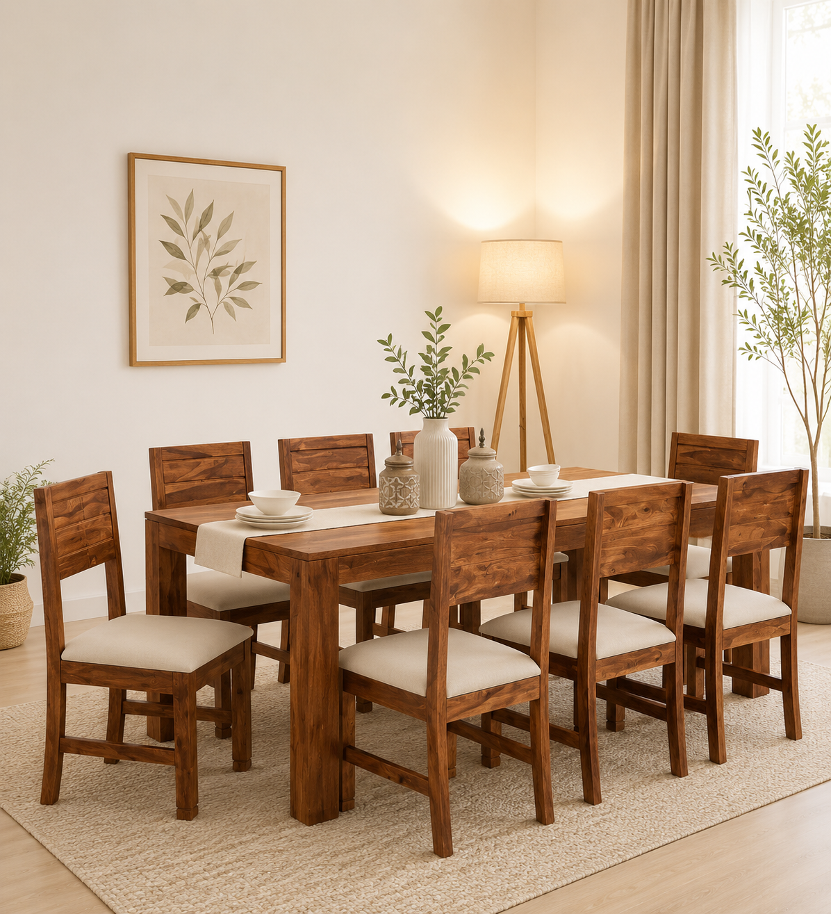 Vorvick-Handcrafted-8-Seater-Wooden-Dining-Set-with-Elegant-Design-classic-wood-1.png Vorvick Handcrafted 8 Seater Wooden Dining Set with Elegant Design - Image 1