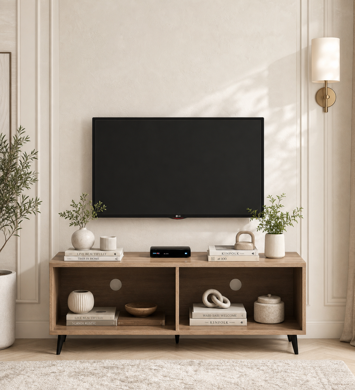 Terraa-Handmade-Acacia-Wood-Entertainment-Console-In-Natural-Stone-Finish-classic-wood-1.png Terraa Handmade Acacia Wood Entertainment Console In Natural Stone Finish - Image 1