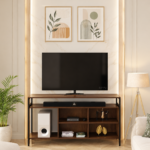 Linova Particle Board Wall Mounted TV Unit with Floating Shelves in White Gloss