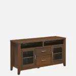Luxora Solid Teak Wood TV Unit with Brass Inlay Handles in Dark Mahogany - Image 4