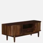 Imperva Solid Wood TV Stand with Fluted Panel Doors and Satin Gold Handles - Image 2