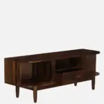 Imperva Solid Wood TV Stand with Fluted Panel Doors and Satin Gold Handles - Image 4