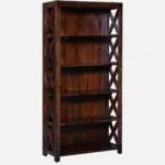 Driftola Mango Wood Book Rack with Rustic Distressed Finish and Iron Brackets - Image 8