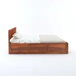 Norin Mango Wood King Size Hydraulic Storage Bed in Honey Oak Finish - Image 6