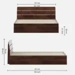 Corin Solid Teak Wood King Size Bed Without Storage in Dark Walnut Finish - Image 3